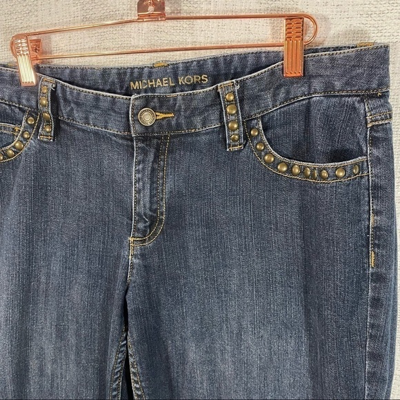 Michael Kors medium wash studded boot cut jeans size 10 - Picture 4 of 7
